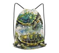 LMNGH Drawstring Backpack Woemn Men Sports Gym Sack Lightweight Drawstring Bags Two Turtles Watercolor Splash Cinch Bag Sackpack For Work Swim Travel