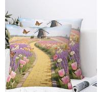 LMNGH Field Yellow Brick Road Plush Throw Pillow Covers 12"X12",Soft Cozy Couch Cushion Covers Decorative Pillow Cases for Holiday Home Bedroom Sofa Decors