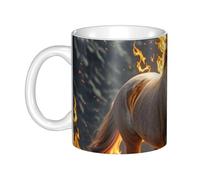LMNGH Flame Horse Ceramic Coffee Mug 11oz Novelty Tea Cup With Handle Coffee Cup For Men Women Office Work