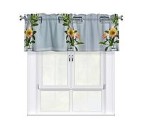 LMNGH Flower Branches on the Cross Curtain Valance for Windows,Kitchen Window Curtains Blackout Drapes Window Treatments Decorative Rod Pocket Short Curtain for Living Room Bedroom,54" W x 18" L