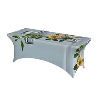 LMNGH Flower Branches on the Cross Decorative Tablecloth Protector for Wedding, Banquet & Parties6FT Spandex Rectangle Tablecloths, Stretch Washable Table Cloth Wrinkle Free Patio Table Cover