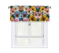 LMNGH Flowers as Background Curtain Valance for Windows,Kitchen Window Curtains Blackout Drapes Window Treatments Decorative Rod Pocket Short Curtain for Living Room Bedroom,54" W x 18" L