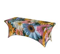 LMNGH Flowers as Background Decorative Tablecloth Protector for Wedding, Banquet & Parties6FT Spandex Rectangle Tablecloths, Stretch Washable Table Cloth Wrinkle Free Patio Table Cover