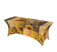 LMNGH Flowers Dog Decorative Tablecloth Protector for Wedding, Banquet & Parties6FT Spandex Rectangle Tablecloths, Stretch Washable Table Cloth Wrinkle Free Patio Table Cover
