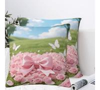 LMNGH Flowers Plush Throw Pillow Covers 20"X20",Soft Cozy Couch Cushion Covers Decorative Pillow Cases for Holiday Home Bedroom Sofa Decors