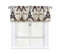 LMNGH French Paris Tour Eiffel Tower Curtain Valance for Windows,Kitchen Window Curtains Blackout Drapes Window Treatments Decorative Rod Pocket Short Curtain for Living Room Bedroom,54" W x 18" L
