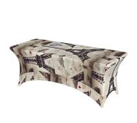 LMNGH French Paris Tour Eiffel Tower Decorative Tablecloth Protector for Wedding, Banquet & Parties6FT Spandex Rectangle Tablecloths, Stretch Washable Table Cloth Wrinkle Free Patio Table Cover