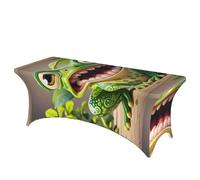 LMNGH Frog with Mouth Open Cartoon Decorative Tablecloth Protector for Wedding, Banquet & Parties6FT Spandex Rectangle Tablecloths, Stretch Washable Table Cloth Wrinkle Free Patio Table Cover