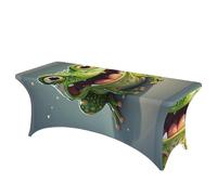 LMNGH Frog with Mouth Open Decorative Tablecloth Protector for Wedding, Banquet & Parties6FT Spandex Rectangle Tablecloths, Stretch Washable Table Cloth Wrinkle Free Patio Table Cover
