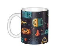 LMNGH Game Video Gaming Pattern Ceramic Coffee Mug 11oz Novelty Tea Cup With Handle Coffee Cup For Men Women Office Work