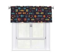 LMNGH Game Video Gaming Pattern Curtain Valance for Windows,Kitchen Window Curtains Blackout Drapes Window Treatments Decorative Rod Pocket Short Curtain for Living Room Bedroom,54" W x 18" L
