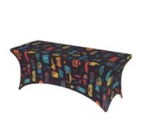 LMNGH Game Video Gaming Pattern Decorative Tablecloth Protector for Wedding, Banquet & Parties6FT Spandex Rectangle Tablecloths, Stretch Washable Table Cloth Wrinkle Free Patio Table Cover