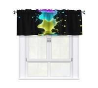 LMNGH Glow in Dark Splatter Neon Curtain Valance for Windows,Kitchen Window Curtains Blackout Drapes Window Treatments Decorative Rod Pocket Short Curtain for Living Room Bedroom,54" W x 18" L