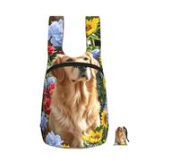 LMNGH Golden Retriever and Flowers Backpack - Lightweight 16L Foldable Hiking Daypack Packable Back Pack Travel Bag Zipper