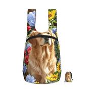 LMNGH Golden Retriever and Flowers Backpack - Lightweight 16L Foldable Hiking Daypack Packable Back Pack Travel Bag Zipper