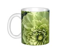 LMNGH Green And Blue Hibiscus Flowers Ceramic Coffee Mug 11oz Novelty Tea Cup With Handle Coffee Cup For Men Women Office Work
