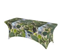 LMNGH Green Cactus Decorative Tablecloth Protector for Wedding, Banquet & Parties6FT Spandex Rectangle Tablecloths, Stretch Washable Table Cloth Wrinkle Free Patio Table Cover