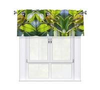 LMNGH Green Leaves and Birds Curtain Valance for Windows,Kitchen Window Curtains Blackout Drapes Window Treatments Decorative Rod Pocket Short Curtain for Living Room Bedroom,54" W x 18" L