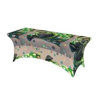LMNGH Green Polka Dot Pug Decorative Tablecloth Protector for Wedding, Banquet & Parties6FT Spandex Rectangle Tablecloths, Stretch Washable Table Cloth Wrinkle Free Patio Table Cover