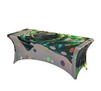 LMNGH Green Polka Dot Pug Decorative Tablecloth Protector for Wedding, Banquet & Parties6FT Spandex Rectangle Tablecloths, Stretch Washable Table Cloth Wrinkle Free Patio Table Cover