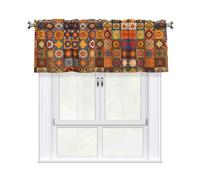 LMNGH Group of Moroccan Geometric Curtain Valance for Windows,Kitchen Window Curtains Blackout Drapes Window Treatments Decorative Rod Pocket Short Curtain for Living Room Bedroom,54" W x 18" L