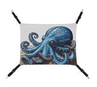 LMNGH Hanging Cat Hammock Cat Breathable Hammock Resting Sleepy Pad Cats Adjustable Blue Octopus Printed Cat Bed Pet Hammock