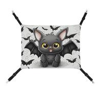 LMNGH Hanging Cat Hammock Cat Breathable Hammock Resting Sleepy Pad Cats Adjustable Cute Bat Printed Cat Bed Pet Hammock