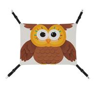 LMNGH Hanging Cat Hammock Cat Breathable Hammock Resting Sleepy Pad Cats Adjustable Cute Big Brown Cartoon Owls Printed Cat Bed Pet Hammock