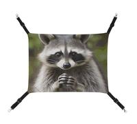 LMNGH Hanging Cat Hammock Cat Breathable Hammock Resting Sleepy Pad Cats Adjustable Cute Raccoon Printed Cat Bed Pet Hammock