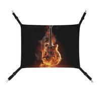 LMNGH Hanging Cat Hammock Cat Breathable Hammock Resting Sleepy Pad Cats Adjustable Fire Guitar Printed Cat Bed Pet Hammock