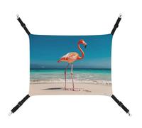 LMNGH Hanging Cat Hammock Cat Breathable Hammock Resting Sleepy Pad Cats Adjustable Flamingo on Beach Printed Cat Bed Pet Hammock