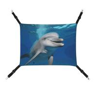 LMNGH Hanging Cat Hammock Cat Breathable Hammock Resting Sleepy Pad Cats Adjustable Happy Dolphin Printed Cat Bed Pet Hammock