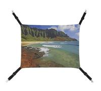 LMNGH Hanging Cat Hammock Cat Breathable Hammock Resting Sleepy Pad Cats Adjustable Kauai Hawaii Seashore Printed Cat Bed Pet Hammock