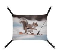 LMNGH Hanging Cat Hammock Cat Breathable Hammock Resting Sleepy Pad Cats Adjustable Skiing Squirrel Printed Cat Bed Pet Hammock