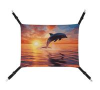 LMNGH Hanging Cat Hammock Cat Breathable Hammock Resting Sleepy Pad Cats Adjustable Sunset Dolphin Printed Cat Bed Pet Hammock