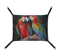 LMNGH Hanging Cat Hammock Cat Breathable Hammock Resting Sleepy Pad Cats Adjustable Two Colored Parrots Printed Cat Bed Pet Hammock