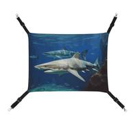 LMNGH Hanging Cat Hammock Cat Breathable Hammock Resting Sleepy Pad Cats Adjustable Two White Sharks Printed Cat Bed Pet Hammock