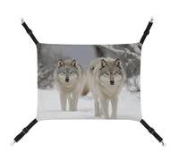 LMNGH Hanging Cat Hammock Cat Breathable Hammock Resting Sleepy Pad Cats Adjustable Two Wolves Walking in The Snow Printed Cat Bed Pet Hammock