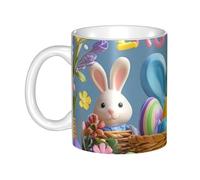 LMNGH Happy Easter Ceramic Coffee Mug 11oz Novelty Tea Cup With Handle Coffee Cup For Men Women Office Work