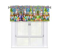 LMNGH Happy Easter Curtain Valance for Windows,Kitchen Window Curtains Blackout Drapes Window Treatments Decorative Rod Pocket Short Curtain for Living Room Bedroom,54" W x 18" L