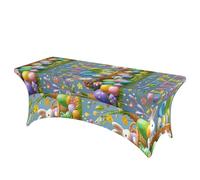 LMNGH Happy Easter Decorative Tablecloth Protector for Wedding, Banquet & Parties6FT Spandex Rectangle Tablecloths, Stretch Washable Table Cloth Wrinkle Free Patio Table Cover