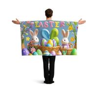 LMNGH Happy Easter Flag Cape with Sleeves for Adults, Wearable Flag Cloak Lightweight Body Flag Cloak Outfits Costume Accessories for Party Favors Celebrations