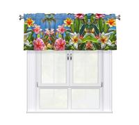 LMNGH Hawaii Flowers Curtain Valance for Windows,Kitchen Window Curtains Blackout Drapes Window Treatments Decorative Rod Pocket Short Curtain for Living Room Bedroom,54" W x 18" L