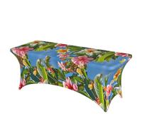 LMNGH Hawaii Flowers Decorative Tablecloth Protector for Wedding, Banquet & Parties6FT Spandex Rectangle Tablecloths, Stretch Washable Table Cloth Wrinkle Free Patio Table Cover