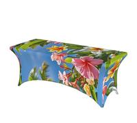 LMNGH Hawaii Flowers Decorative Tablecloth Protector for Wedding, Banquet & Parties6FT Spandex Rectangle Tablecloths, Stretch Washable Table Cloth Wrinkle Free Patio Table Cover
