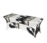 LMNGH Horse Black Decorative Tablecloth Protector for Wedding, Banquet & Parties6FT Spandex Rectangle Tablecloths, Stretch Washable Table Cloth Wrinkle Free Patio Table Cover