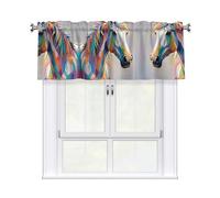 LMNGH Horse Pattern Curtain Valance for Windows,Kitchen Window Curtains Blackout Drapes Window Treatments Decorative Rod Pocket Short Curtain for Living Room Bedroom,54" W x 18" L