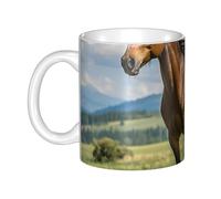 LMNGH Horse Running In Field Ceramic Coffee Mug 11oz Novelty Tea Cup With Handle Coffee Cup For Men Women Office Work