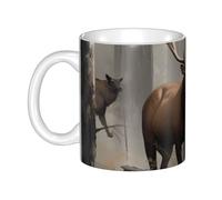LMNGH Hunting Deer Bear Elk Ceramic Coffee Mug 11oz Novelty Tea Cup With Handle Coffee Cup For Men Women Office Work