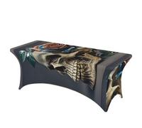 LMNGH Leather Rose Skull Decorative Tablecloth Protector for Wedding, Banquet & Parties6FT Spandex Rectangle Tablecloths, Stretch Washable Table Cloth Wrinkle Free Patio Table Cover